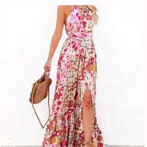 Vici collection Twisted Blooms halter top wrapped floral dress Size Small